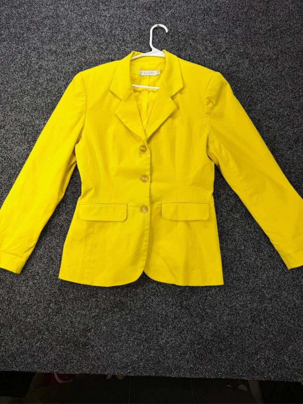 Women's Yellow Blazer Jacket Long Sleeve Button Front Size 8 Career
